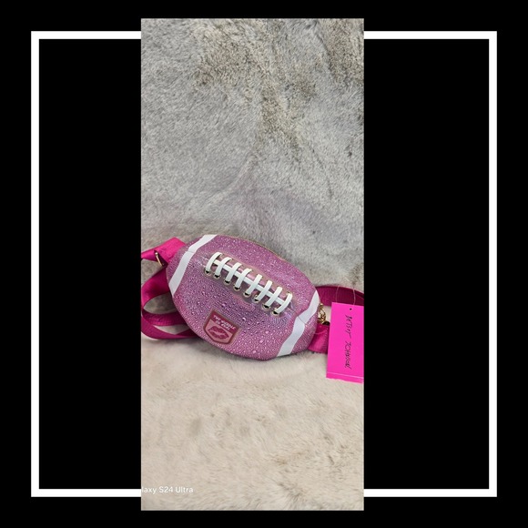 Betsey‎ Johnson Pink Rhinestone Football Crossbody Bag NWT Rare Limited - Picture 5 of 11